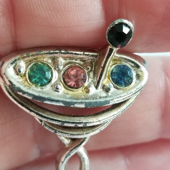Relisted - Vintage martini brooch pin colorful rhinestones drink - Picture 8 of 10